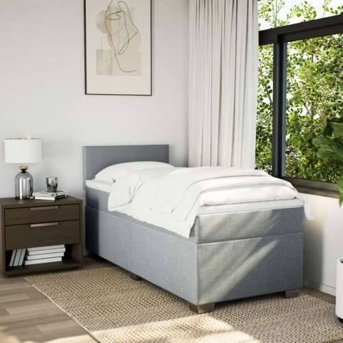 Box spring krevet s madracem svjetlosivi 90x190 cm od tkanine - Svjetlosiva 90 x 190 cm Gladak dizajn Cijena