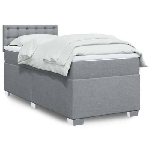 Box spring krevet s madracem svjetlosivi 90x190 cm od tkanine - Svjetlosiva 90 x 190 cm gumbi Cijena