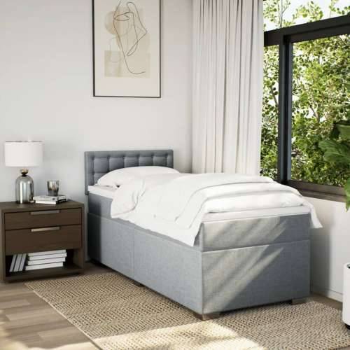 Box spring krevet s madracem svjetlosivi 90x190 cm od tkanine - Svjetlosiva 90 x 190 cm gumbi Cijena