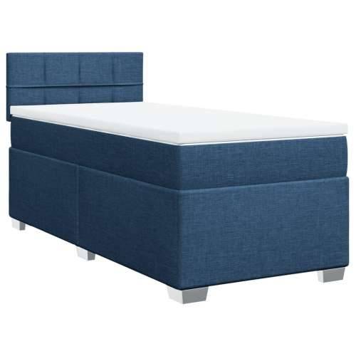 Krevet s oprugama i madracem plavi 100 x 200 cm od tkanine - Plava 100 x 200 cm Blok s kvadratima Cijena