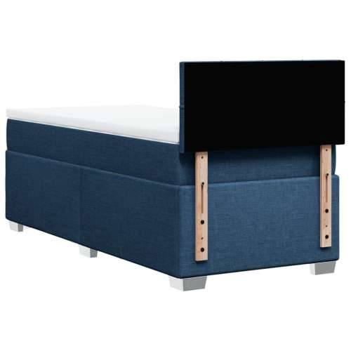 Krevet s oprugama i madracem plavi 100 x 200 cm od tkanine - Plava 100 x 200 cm Blok s kvadratima Cijena