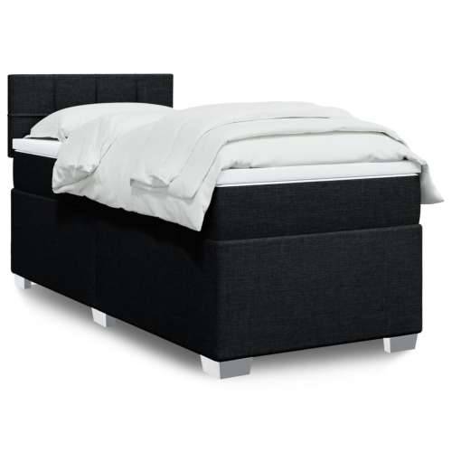 Box spring krevet s madracem crni 80 x 200 cm od tkanine - Crna 80 x 200 cm Blok s kvadratima Cijena