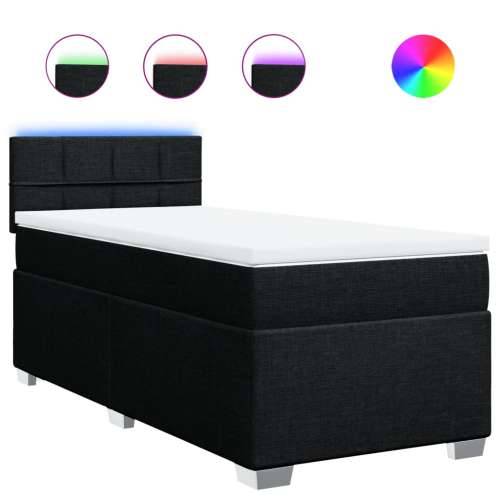 Box spring krevet s madracem crni 80 x 200 cm od tkanine - Crna 80 x 200 cm Blok s kvadratima Cijena