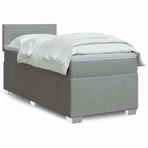 Box spring krevet s madracem svjetlosivi 90x190 cm od tkanine - Svjetlosiva 90 x 190 cm Gladak dizajn Cijena