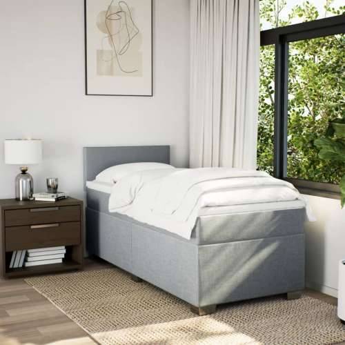 Box spring krevet s madracem svjetlosivi 90x190 cm od tkanine - Svjetlosiva 90 x 190 cm Gladak dizajn Cijena