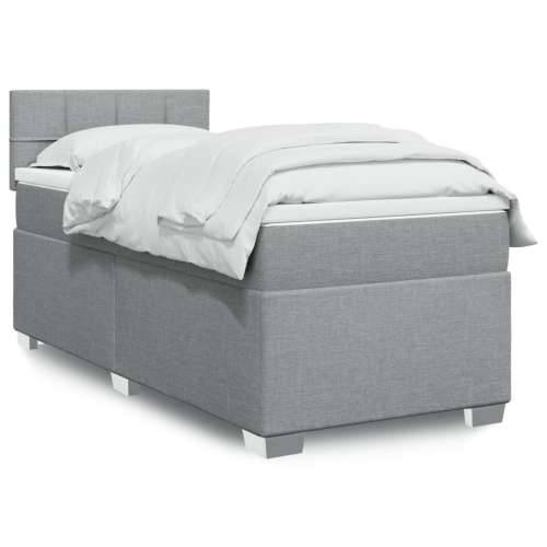 Box spring krevet s madracem svjetlosivi 90x190 cm od tkanine - Svjetlosiva 90 x 190 cm Blok s kvadratima Cijena