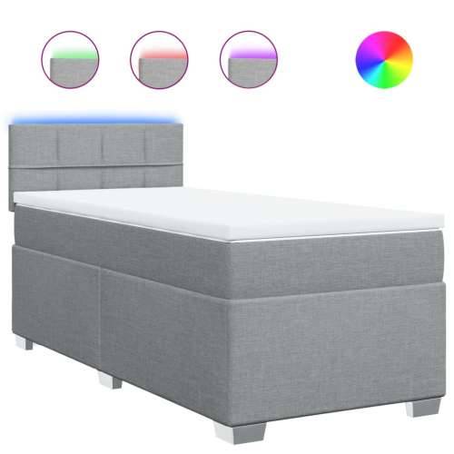 Box spring krevet s madracem svjetlosivi 90x190 cm od tkanine - Svjetlosiva 90 x 190 cm Blok s kvadratima Cijena