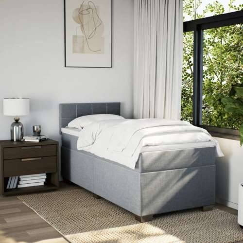 Box spring krevet s madracem svjetlosivi 90x190 cm od tkanine - Svjetlosiva 90 x 190 cm Blok s kvadratima Cijena