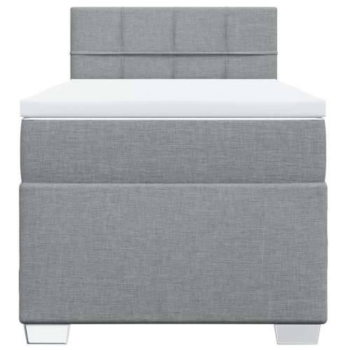 Box spring krevet s madracem svjetlosivi 90x190 cm od tkanine - Svjetlosiva 90 x 190 cm Blok s kvadratima Cijena