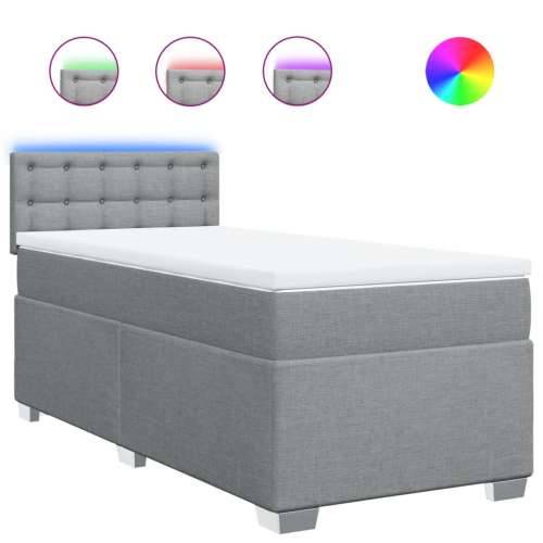 Box spring krevet s madracem svjetlosivi 90x190 cm od tkanine - Svjetlosiva 90 x 190 cm gumbi Cijena