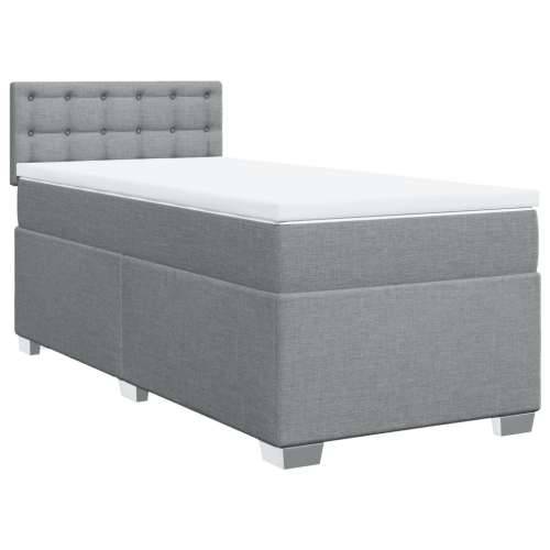 Box spring krevet s madracem svjetlosivi 90x190 cm od tkanine - Svjetlosiva 90 x 190 cm gumbi Cijena
