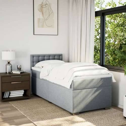 Box spring krevet s madracem svjetlosivi 90x190 cm od tkanine - Svjetlosiva 90 x 190 cm gumbi Cijena