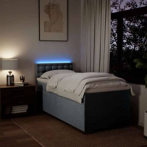 Box spring krevet s madracem svjetlosivi 90x190 cm od tkanine - Svjetlosiva 90 x 190 cm gumbi Cijena