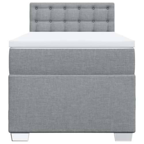 Box spring krevet s madracem svjetlosivi 90x190 cm od tkanine - Svjetlosiva 90 x 190 cm gumbi Cijena
