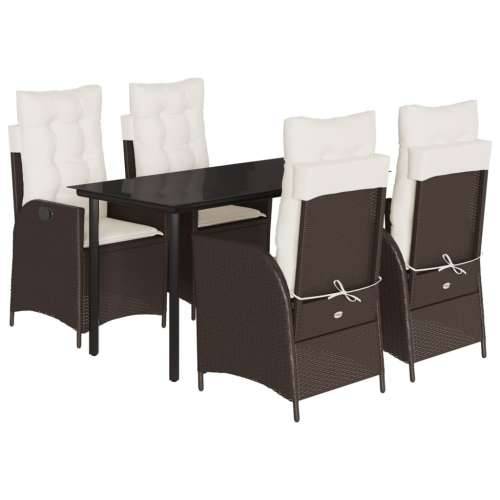 Vrtna garnitura - 4-dijelni vrtni blagovaonski set s jastucima poliratan smeđi 140 x 70 x 74 cm Bez naslona za noge 4 Cijena