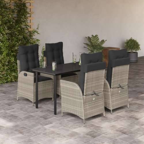 Vrtna garnitura - 5-dijelni vrtni blagovaonski set od poliratana s jastucima sivi - 140 x 70 x 74 cm Bez naslona za noge 4 Cijena