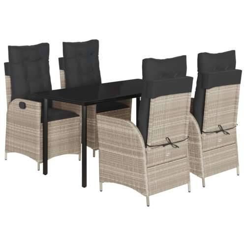 Vrtna garnitura - 5-dijelni vrtni blagovaonski set od poliratana s jastucima sivi - 140 x 70 x 74 cm Bez naslona za noge 4 Cijena