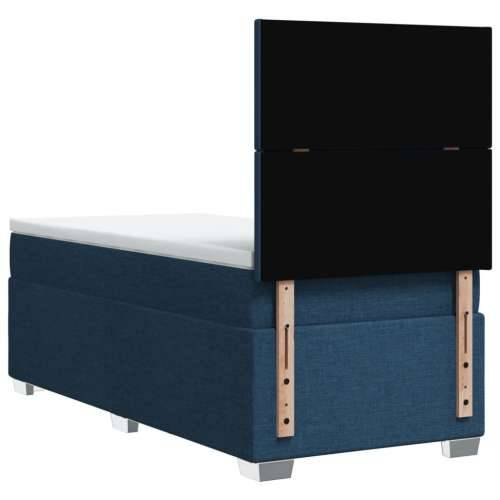 Krevet s oprugama i madracem plavi 90 x 190 cm od tkanine - Plava 90 x 190 cm Gladak dizajn Cijena