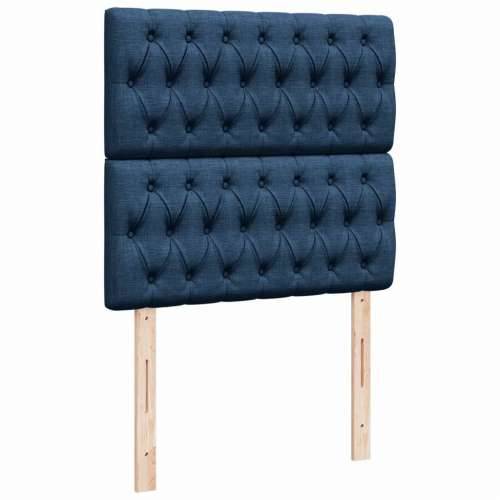 Krevet s oprugama i madracem plavi 90 x 190 cm od tkanine - Plava 90 x 190 cm Dizajn s gumbima Cijena