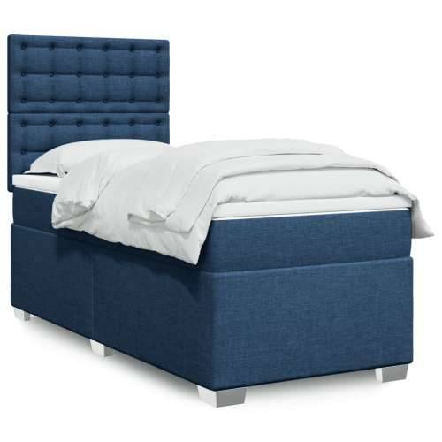 Krevet s oprugama i madracem plavi 90 x 190 cm od tkanine - Plava 90 x 190 cm gumbi Cijena