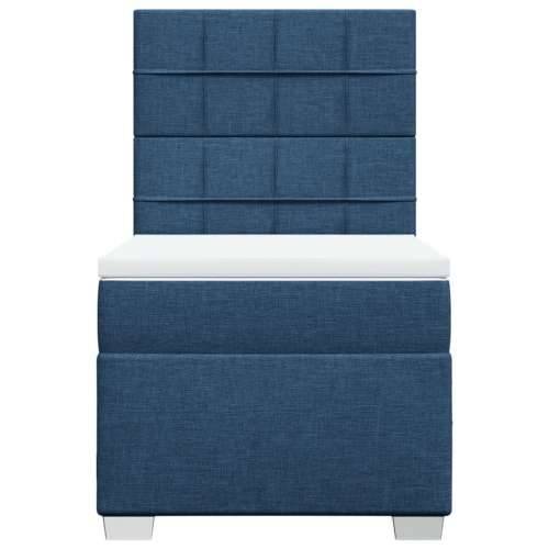 Krevet s oprugama i madracem plavi 90 x 190 cm od tkanine - Plava 90 x 190 cm Blok s kvadratima Cijena