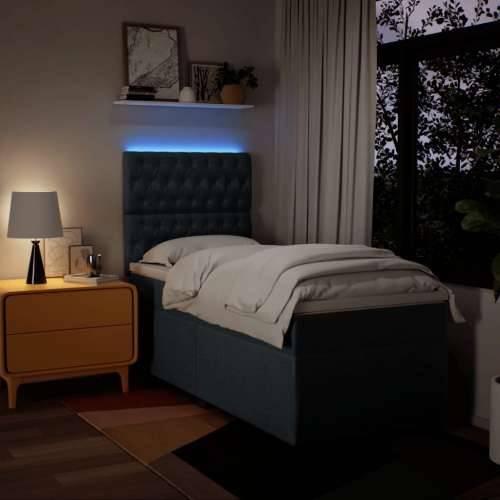 Krevet s oprugama i madracem plavi 90 x 190 cm od tkanine - Plava 90 x 190 cm Dizajn s gumbima Cijena