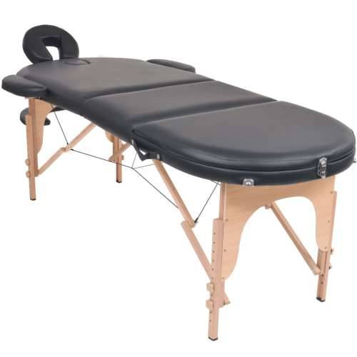 Sklopivi masažni stol debljine 4 cm s 2 jastučića ovalni crni Cijena