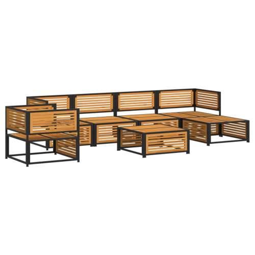 Vrtna garnitura - 7-dijelni set vrtnih sofa s jastucima masivno bagremovo drvo - Krema 2x kutna + fotelja + 2x srednja + tabure  Cijena