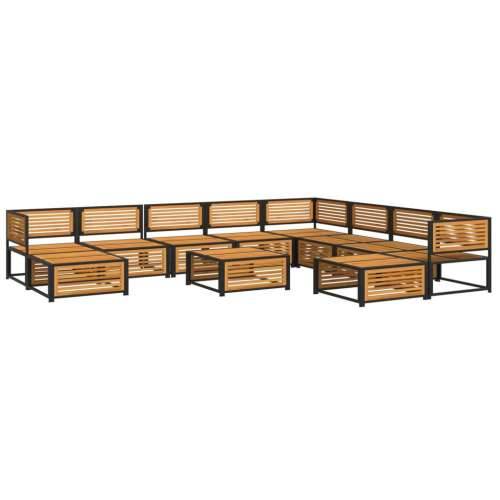 Vrtna garnitura - 11-dijelni set vrtnih sofa s jastucima masivno bagremovo drvo - Krema 3x kutna + 5x srednja + 2x tabure + stol Cijena