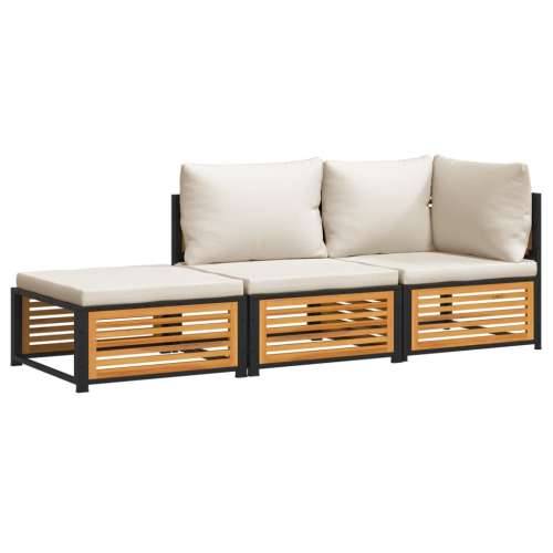 3-dijelna set vrtnih sofa s jastucima masivno bagremovo drvo - Krema kutna + srednja + tabure 1 Cijena