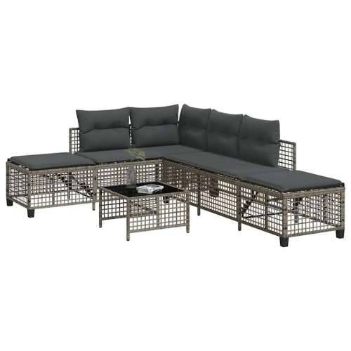3-dijelni set kutne vrtnih sofa s jastucima sivi od poliratana - Siva 1 Cijena