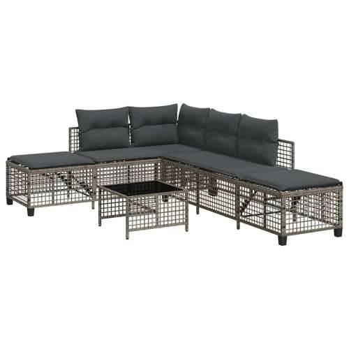 3-dijelni set kutne vrtnih sofa s jastucima sivi od poliratana - Siva 1 Cijena