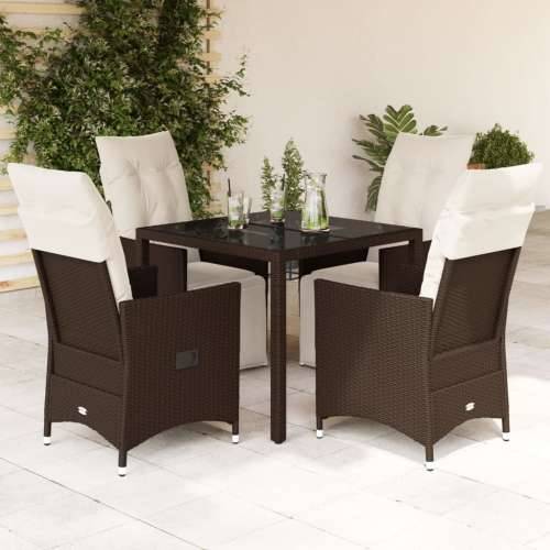 5-dijelni vrtni bistro set od poliratana s jastucima smeđi - 90 x 90 x 75 cm 4 Cijena