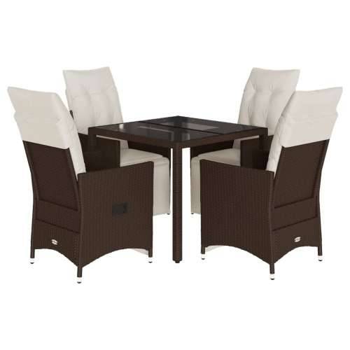 5-dijelni vrtni bistro set od poliratana s jastucima smeđi - 90 x 90 x 75 cm 4 Cijena