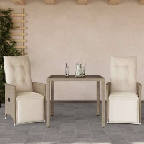 3-dijelni vrtni bistro set od poliratana s jastucima bež - 90 x 90 x 75 cm 2 Cijena