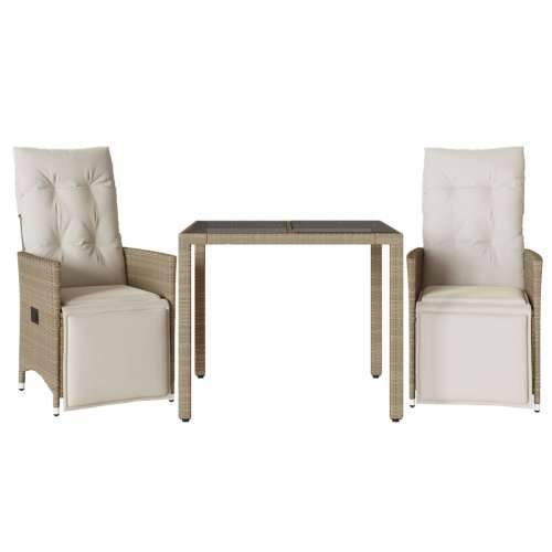 3-dijelni vrtni bistro set od poliratana s jastucima bež - 90 x 90 x 75 cm 2 Cijena