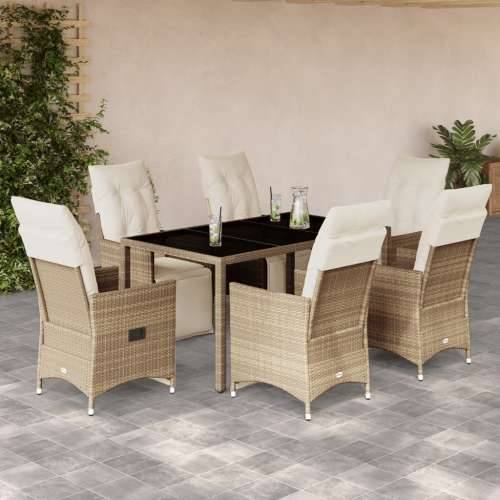 7-dijelni vrtni bistro set od poliratana s jastucima bež 150 x 90 x 75 cm 6 Cijena