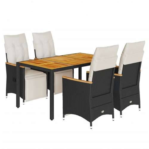 5-dijelni vrtni bistro set od poliratana s jastucima crni - Krema 150 x 90 x 75 cm 4 Cijena