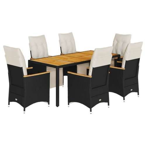 7-dijelni vrtni bistro set od poliratana s jastucima crni - Krema 190 x 90 x 75 cm 6 Cijena
