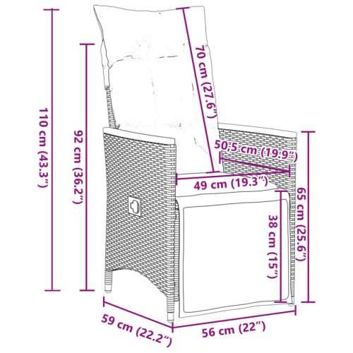 7-dijelni vrtni bistro set od poliratana s jastucima crni - Krema 190 x 90 x 75 cm 6 Cijena