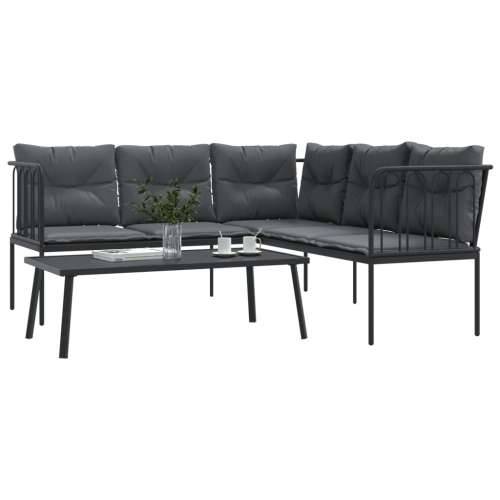 Set vrtnih sofa s jastucima crni od čelika i tekstilena - Cijev 1 Cijena