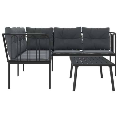 Set vrtnih sofa s jastucima crni od čelika i tekstilena - Cijev 1 Cijena