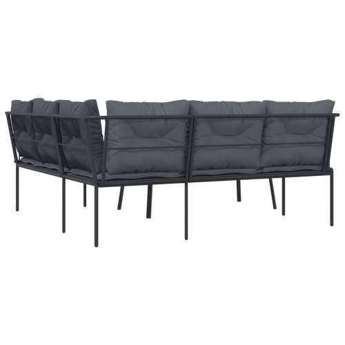 Set vrtnih sofa s jastucima crni od čelika i tekstilena - Cijev 1 Cijena