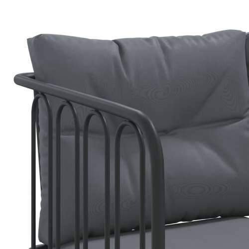 Set vrtnih sofa s jastucima crni od čelika i tekstilena - Cijev 1 Cijena