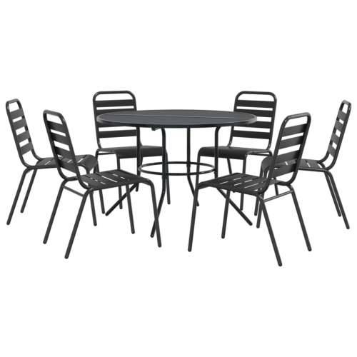 Set složivih vrtnih stolica 7 kom antracit čelik obložen prahom - 110 x 72.5 cm 6 Cijena