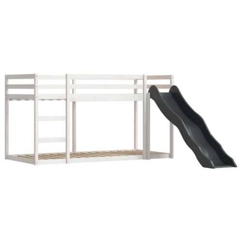Krevet na kat s toboganom i zavjesama bijelo-crni 90 x 190 cm - Bijela i crna 90 x 190 cm Cijena
