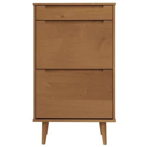 Ormarić za cipele MOLDE smeđi 59,5x35x103 cm masivna borovina Smeđa 1 Cijena