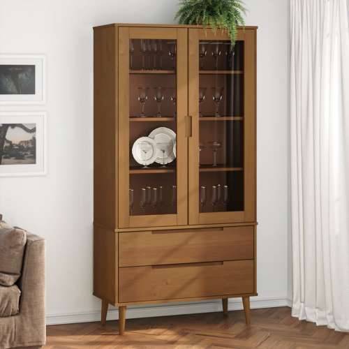 Vitrina MOLDE smeđa 90 x 35 x 175 cm od masivne borovine - Smeđa 1 Cijena