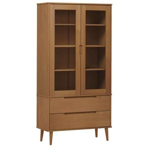 Vitrina MOLDE smeđa 90 x 35 x 175 cm od masivne borovine - Smeđa 1 Cijena