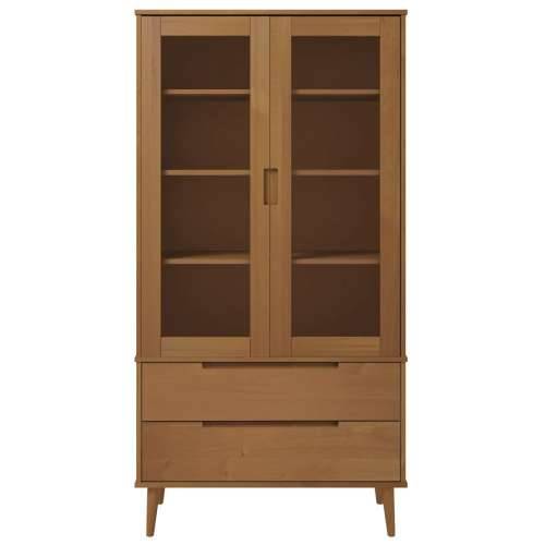 Vitrina MOLDE smeđa 90 x 35 x 175 cm od masivne borovine - Smeđa 1 Cijena